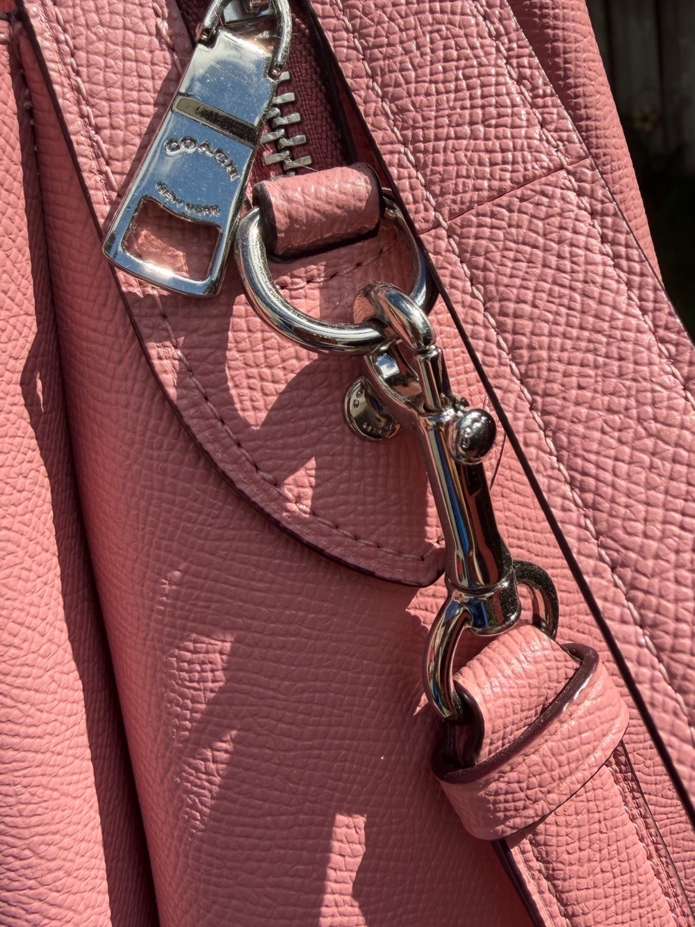 Coach Pink Pebbled Leather Satchel – Structured, Silver Hardware, Crossbody Stra - Picture 6 of 16